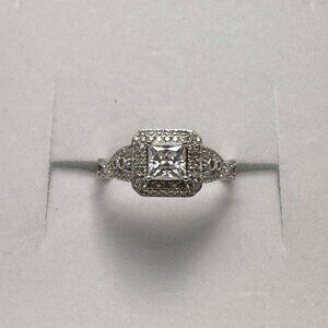 Sterling Silver Size 9 Moissanite Engagement Ring